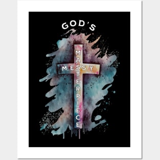 God's Messy Masterpiece Cross, Unisex Christian Cotton T-Shirt, Stylish Colorful Imagery, Trendy Spiritual Shirt, Christian Apparel, Comy, Soft Posters and Art